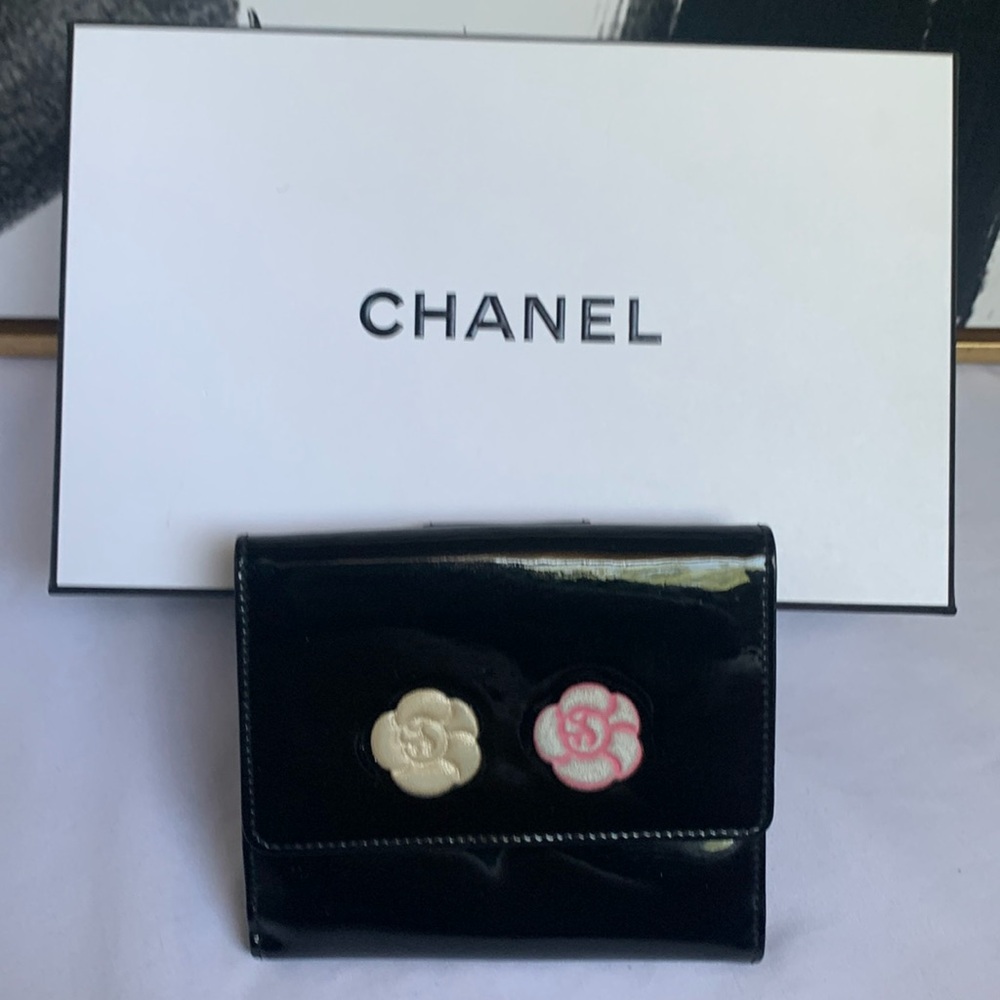 Chanel Camellia Patent Leather Wallet